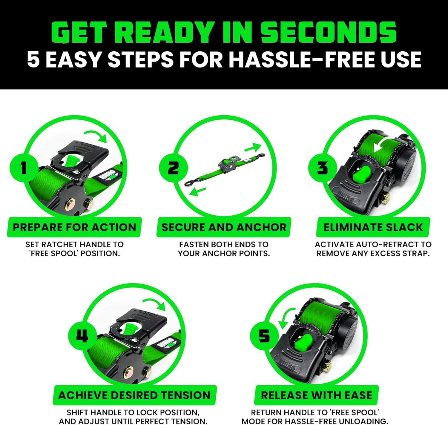 QuickLock™ Retractable Ratchet Straps – Heavy-Duty Auto Tie Downs (540kg)