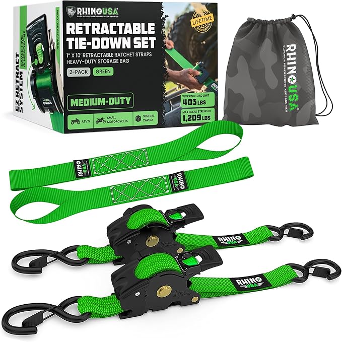 QuickLock™ Retractable Ratchet Straps – Heavy-Duty Auto Tie Downs (540kg)