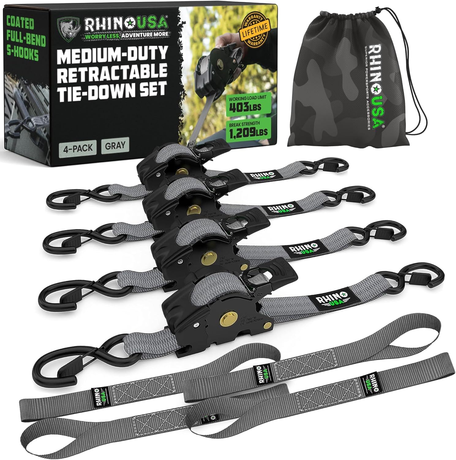 QuickLock™ Retractable Ratchet Straps – Heavy-Duty Auto Tie Downs (540kg)