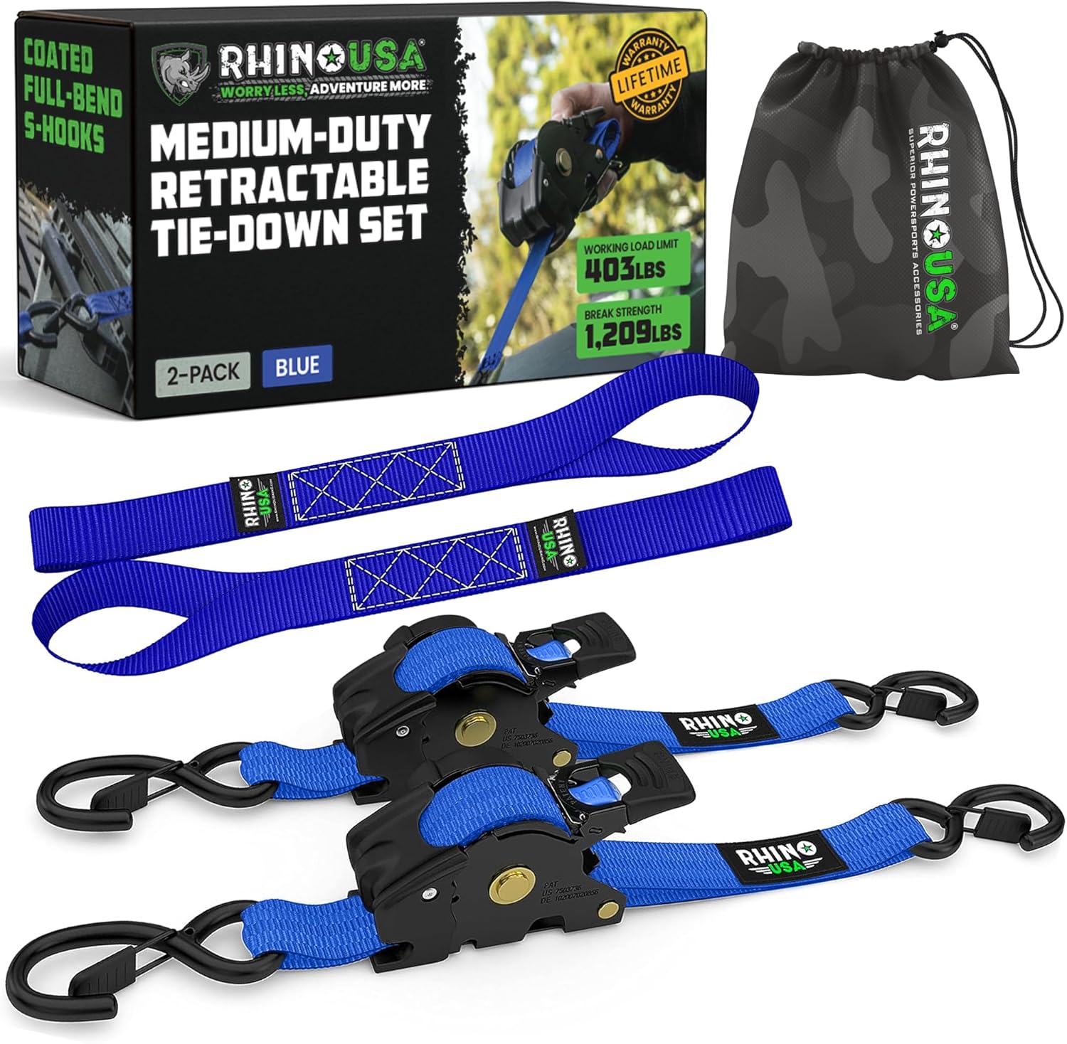 QuickLock™ Retractable Ratchet Straps – Heavy-Duty Auto Tie Downs (540kg)