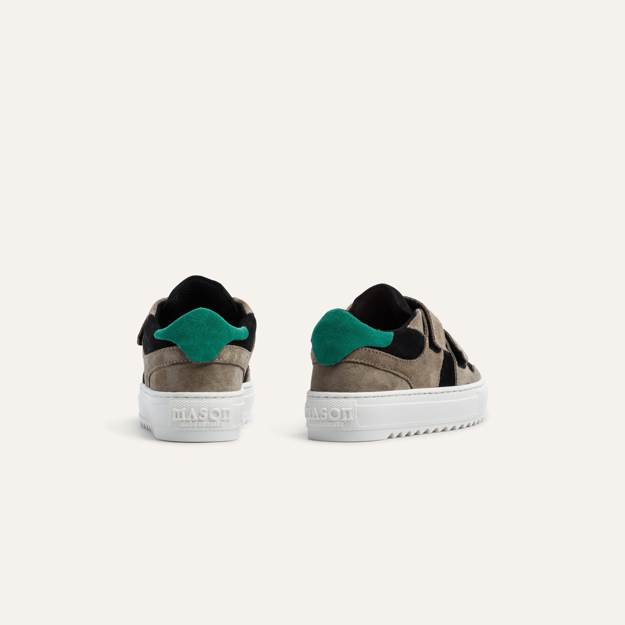 Kids Bari Velcro Black Taupe Green