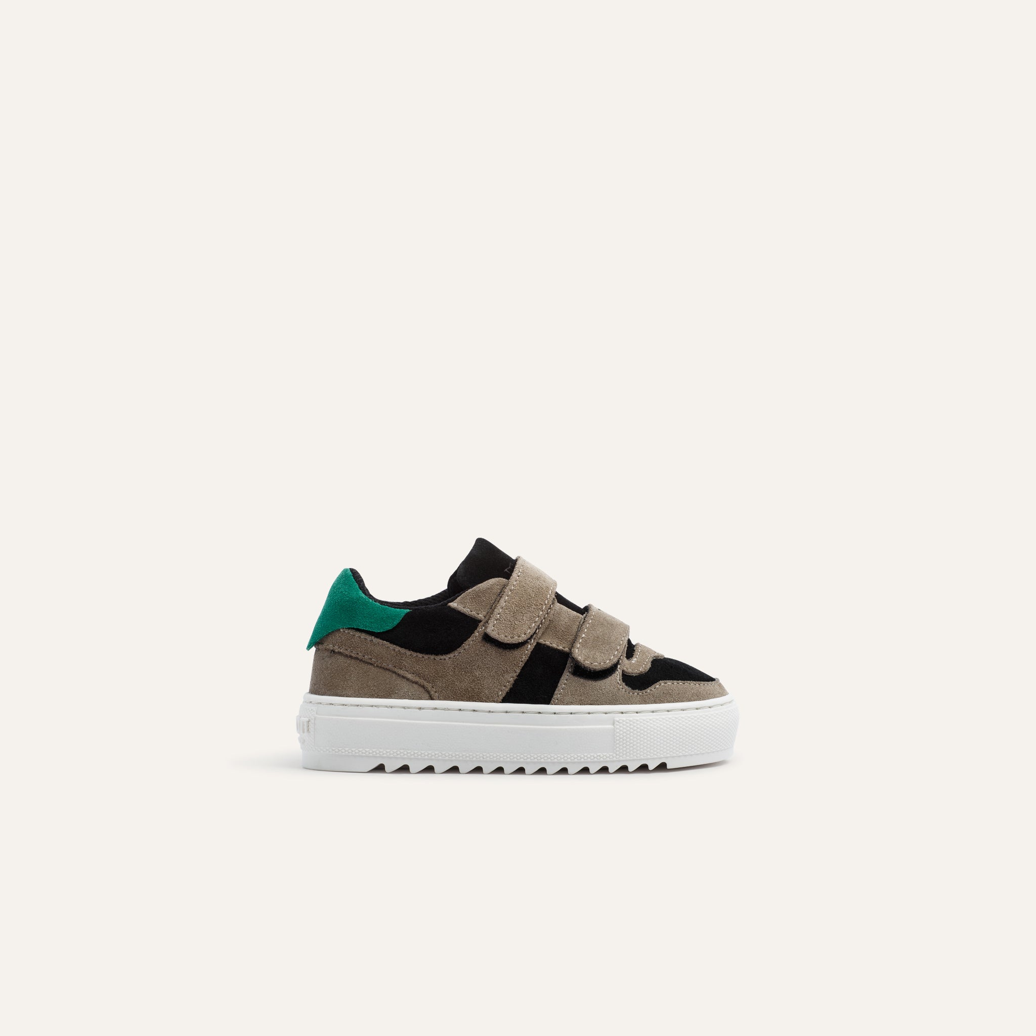 Kids Bari Velcro Black Taupe Green