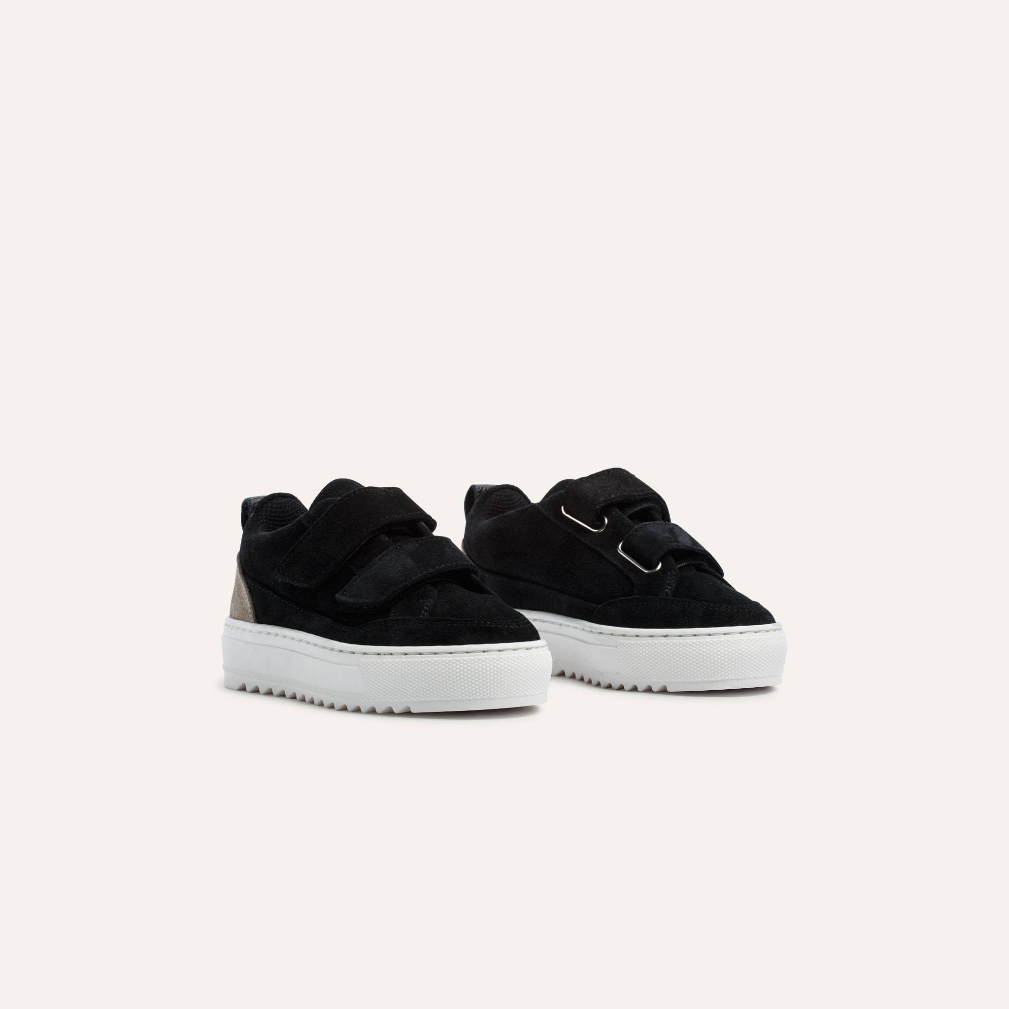 Kids Tia Velcro Black Taupe